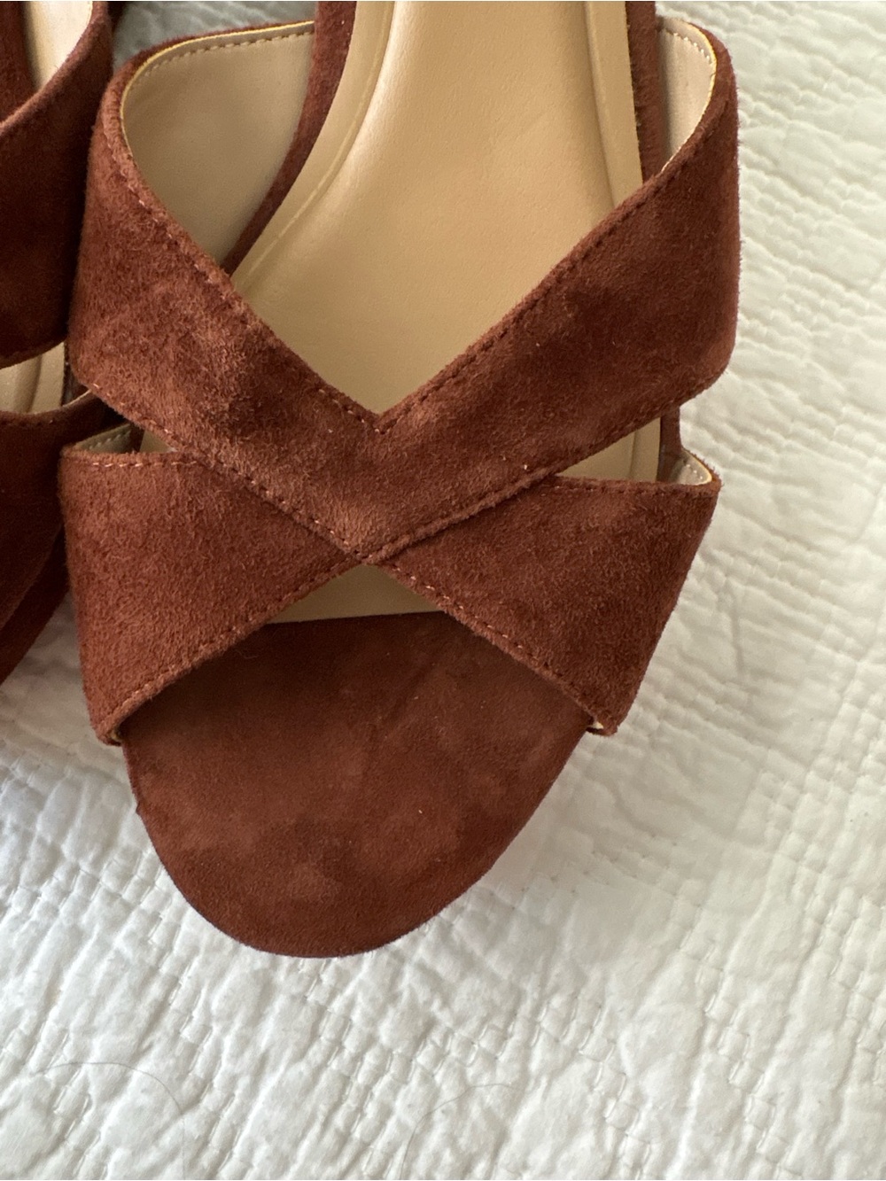 Giani Bernini Jayleen Platform Wedge Brown Suede Sandals 9 - Picture 3 of 16